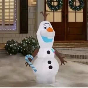 Inflatable Disney Olaf with Candy Cane